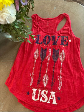 Unbranded Tank Top M Red Blue Love USA